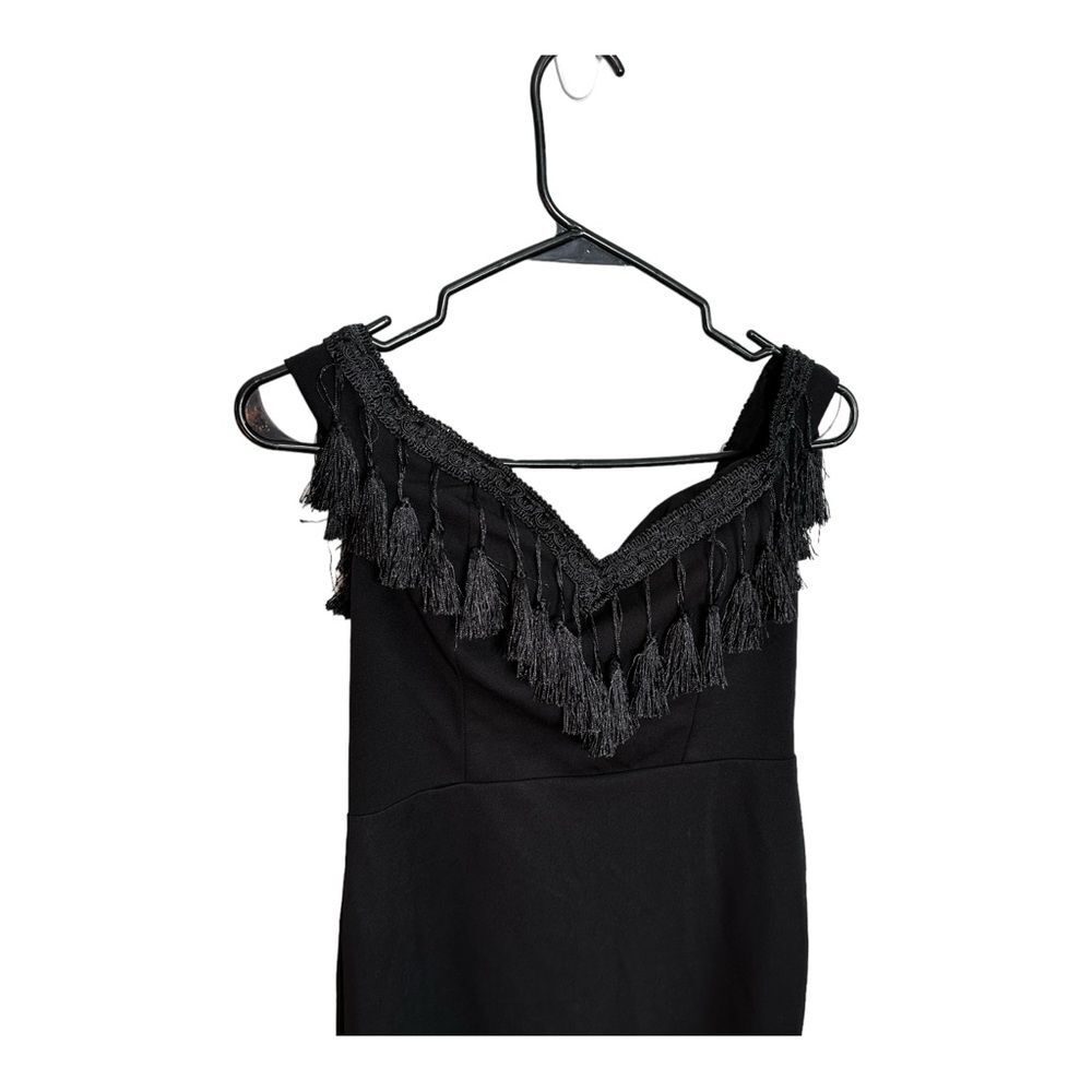 NWT Nasty Gal Black Gravity Tassel Dress Size M - Picture 7 of 13